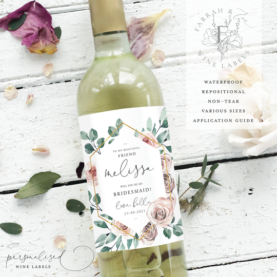 Will You Be My Bridesmaid Wine Labels | Thank Bottle Gift Labels|Bridesmaid Proposal Custom Fewl11