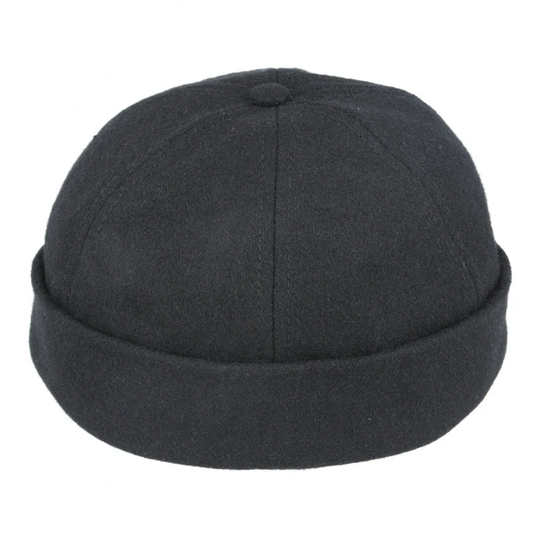 Vintage Wool Docker Hat Rolled Cuff Retro Fashion Brimless Hats