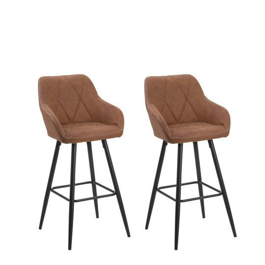 Set of 2 Fabric Bar Stools Brown DARIEN