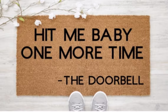 Hit Me Baby One More Time Doormat Rug, Funny Doormat, Custom Personalized Gift, Housewarming Britney Spears
