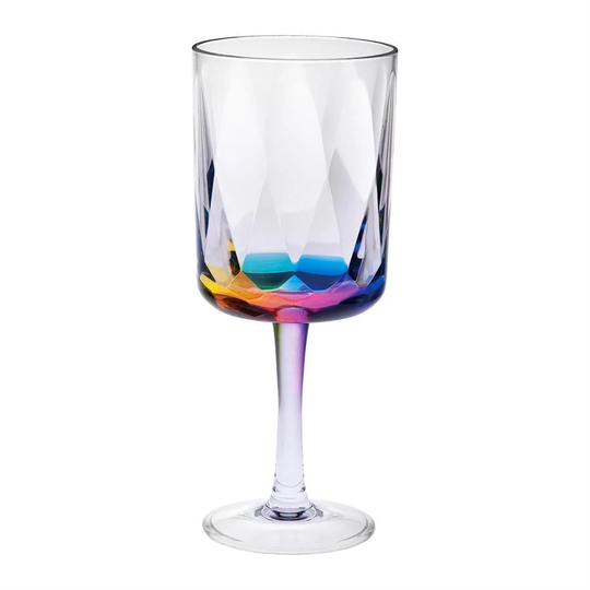 My Table Talk® Set Of 4 - Acrylic Rainbow Color Diamond Cut Wine Glass