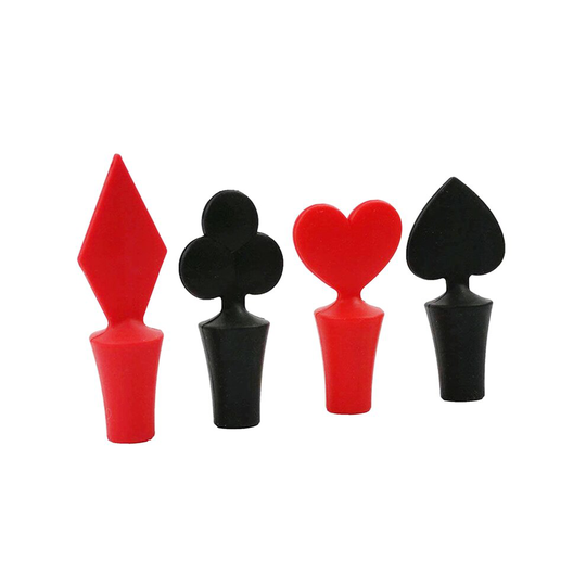 4pcs Poker Shaped Silicone Vacuum Sealed Wine Bottle Stopper