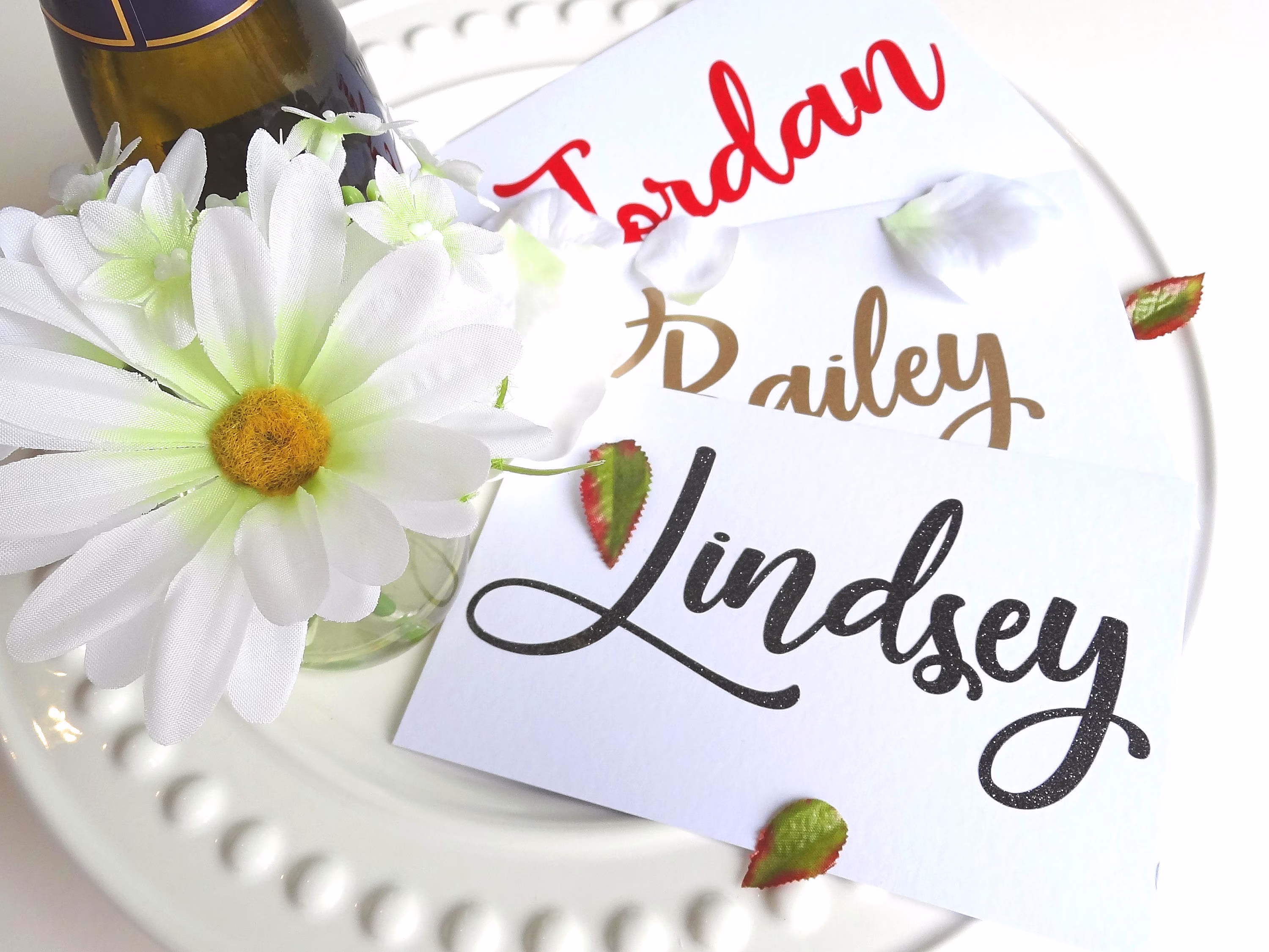 Party Name Stickers, Hen Decor, Custom Decal, Bridal Shower, Bachelorette Party, Champagne Flute Wedding Bride