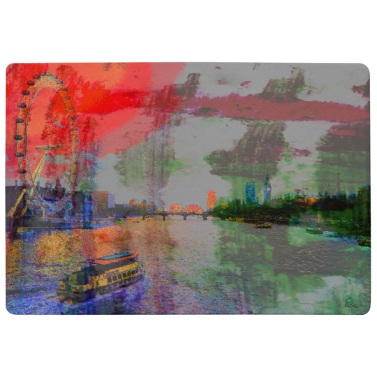 Merrimac London Thames Designer Shaggy Red/Green/Blue Rug