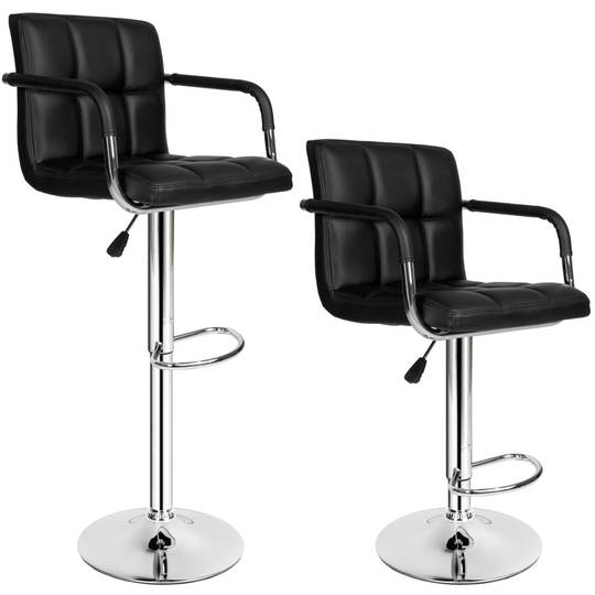 tectake 2 bar stools Harald made of artificial leather - breakfast bar stools, kitchen stools, kitchen bar stools - black