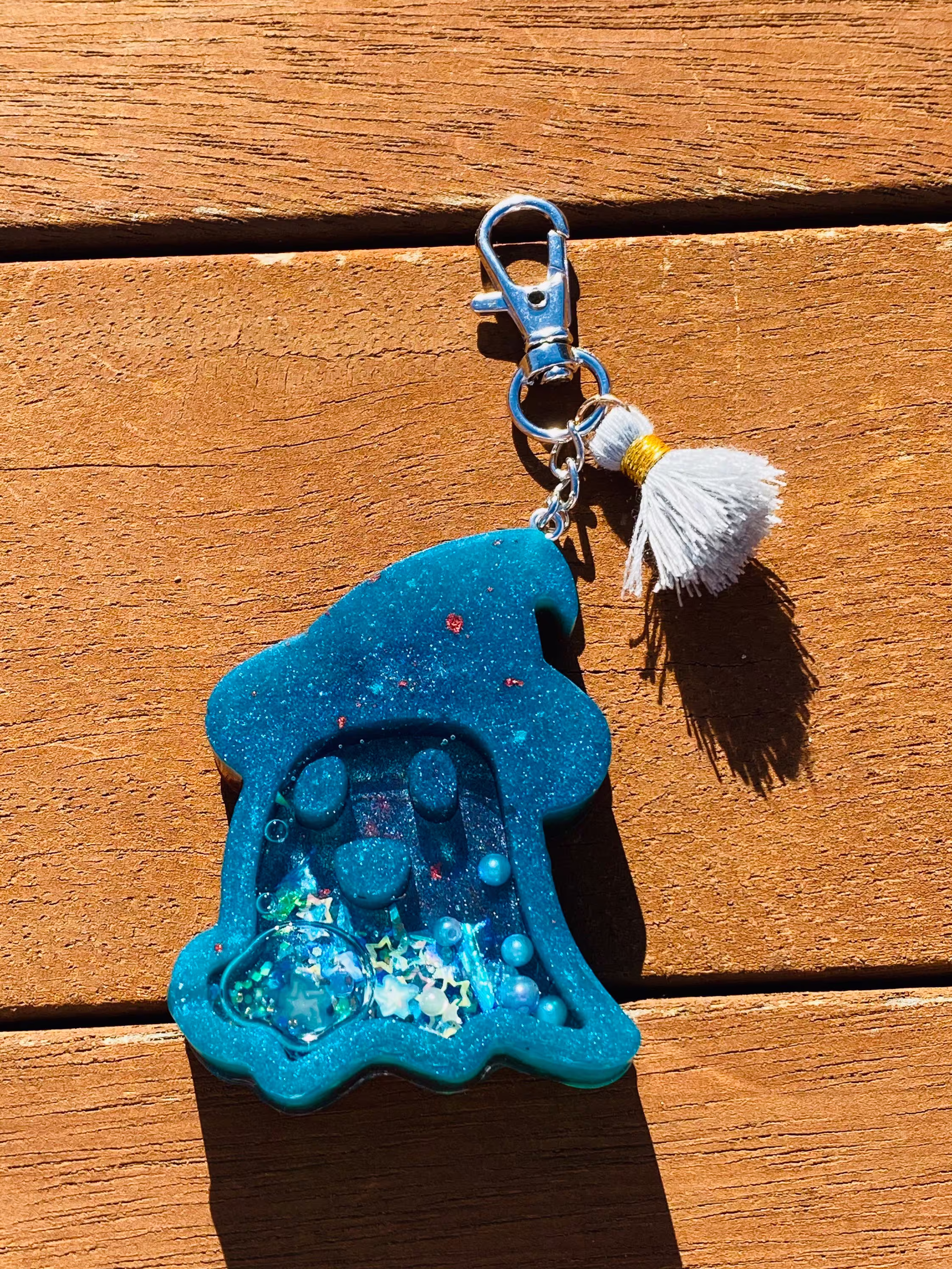 Resin Wizard Ghost Shaker Keychain With Matching Tassel Charm - 11cm Long Assorted