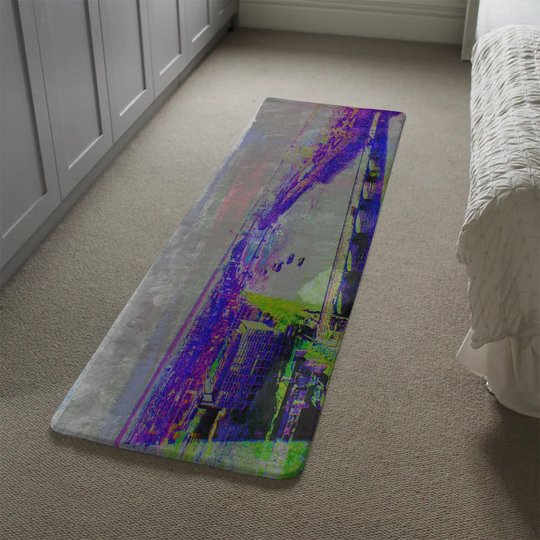 Lynden London Eye View Designer Shaggy Purple/Grey/Green Rug