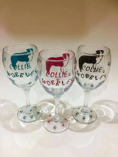 Border Collie, Collie Gifts, Art, Dog Wine Glass, Glasses, Lover Gift, Gifts For Owners, Gift