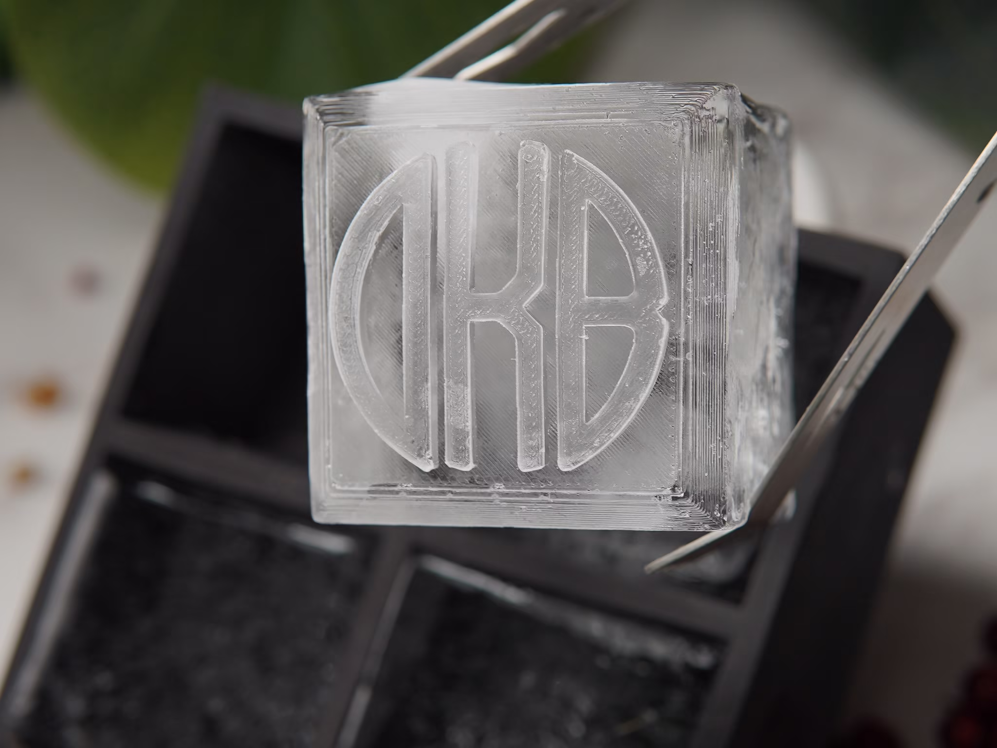 Monogram 2-In Custom Whiskey Ice Cube Tray, Personalized Silicone Cocktail Mold, Christmas Gift For Him