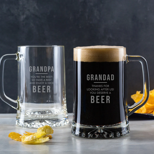 Personalized Grandpa Beer Mug - Personalised Grandad Gifts Engraved Tankard Birthday Pint Glass For Grandfather Grampy Gramps