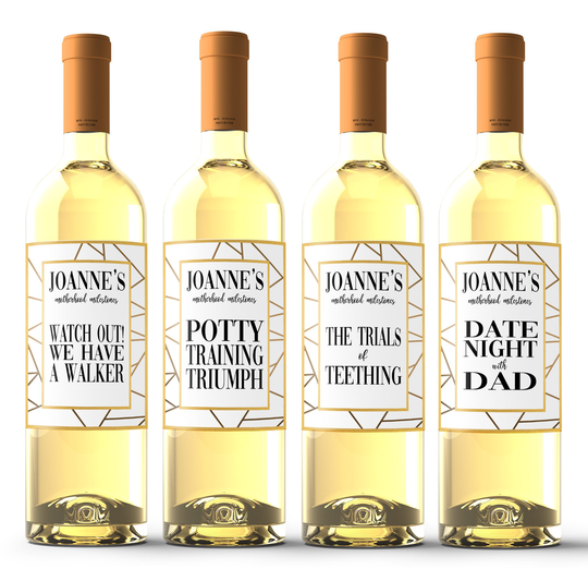 New Mom Gift Basket | 4 Custom Wine Labels - Baby Shower Labels First Mothers Day