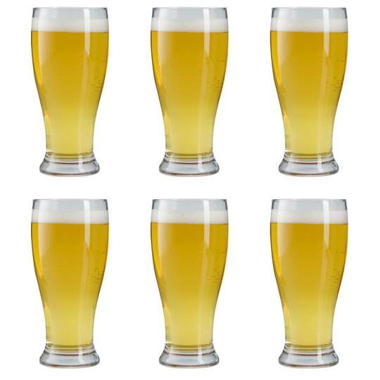 6x Pint Beer Glasses. Large Plain Modern Style. (565 ml / 56 cl)