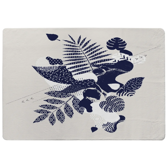 Meyers Prints of Autumn Leaves Shaggy Blue/White Rug