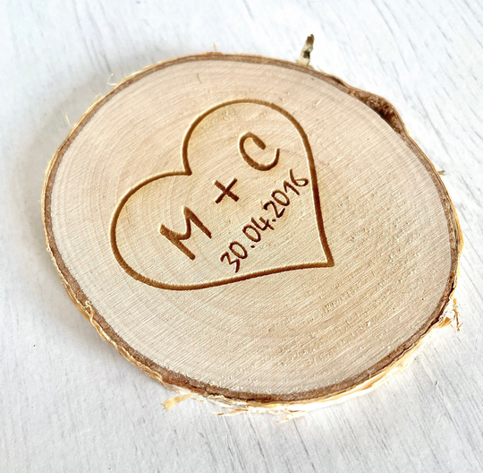 Wood Slice Fridge Magnet, Wooden Valentine's Day Gift, 5Th Anniversary Tree Magnet