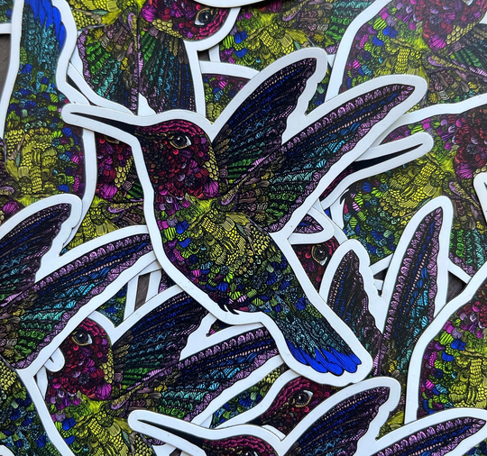 Hummingbird Magnet - Mandala Patterned