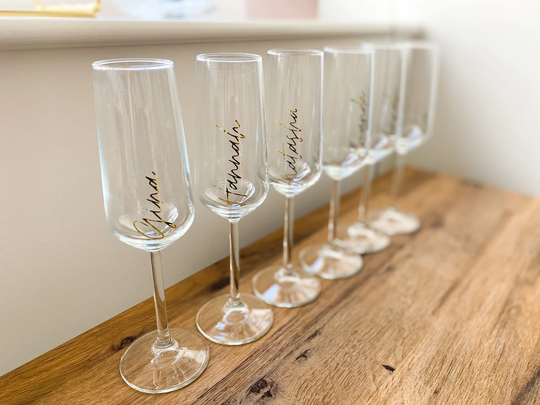 Pair/3/4/5+ Personalised Champagne Flutes | Hen Party - Bride Team Bridesmaids Gifts For Wedding
