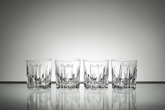 Mismatched Rocks Glass Set Of 4 Crown Royal Tumblers, Vintage Glassware, Tumbler Cocktail Party Glassware