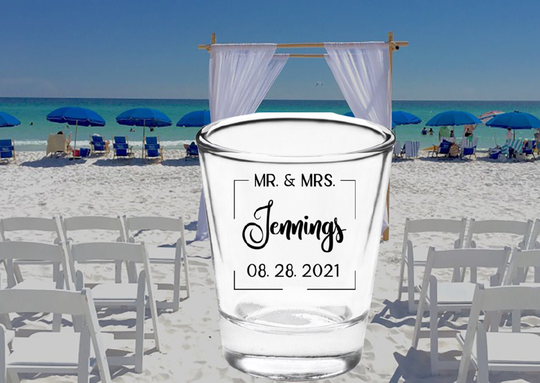 Personalized Wedding Favors For Guests in Bulk, Wedding Reception Custom Shot Glasses, Custom Names With Established Date, Gifts