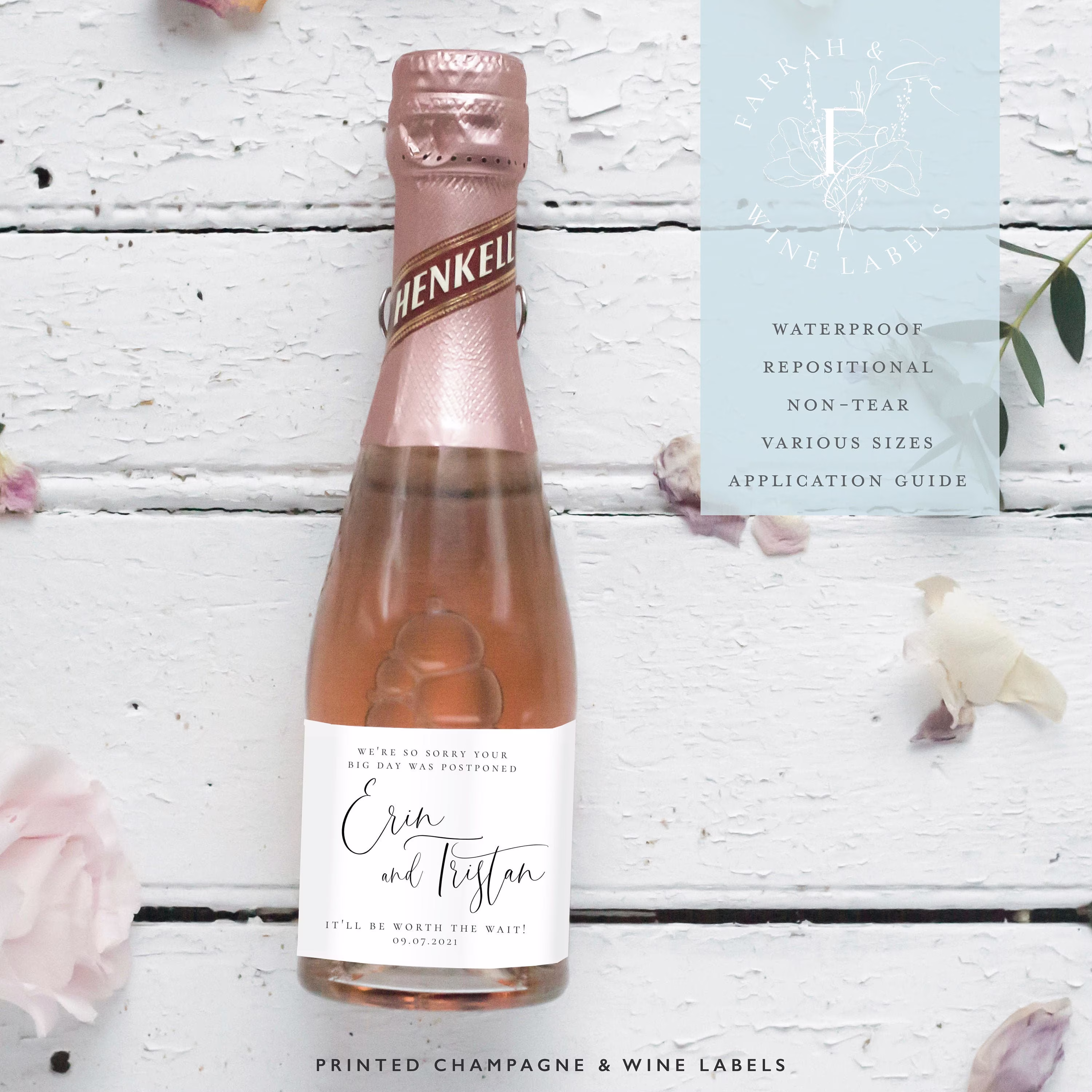 Postponed Wine Label For Couple | Champagne Bottle Prosecco Quarantine Wine Personalised Fewl14Q