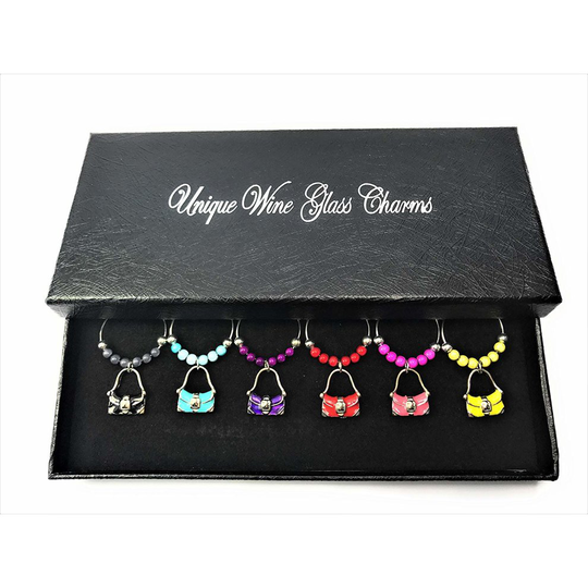 Handbag Wine Glass Charms with Gift Box Handmade by Libby's Market Place - From UK Seller