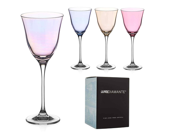Diamante Coloured Wine Glasses -