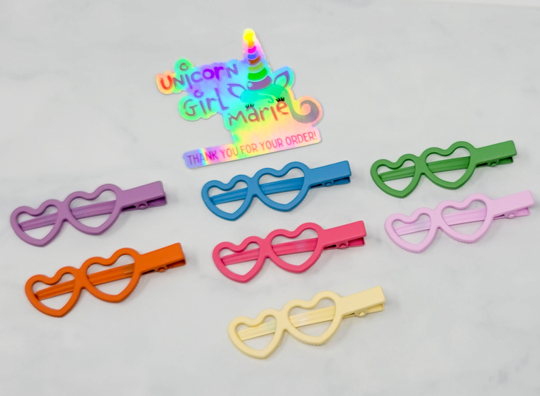 Heart Hair Clip/ Crown Confetti Shaker Cute Girls Glitter Clip