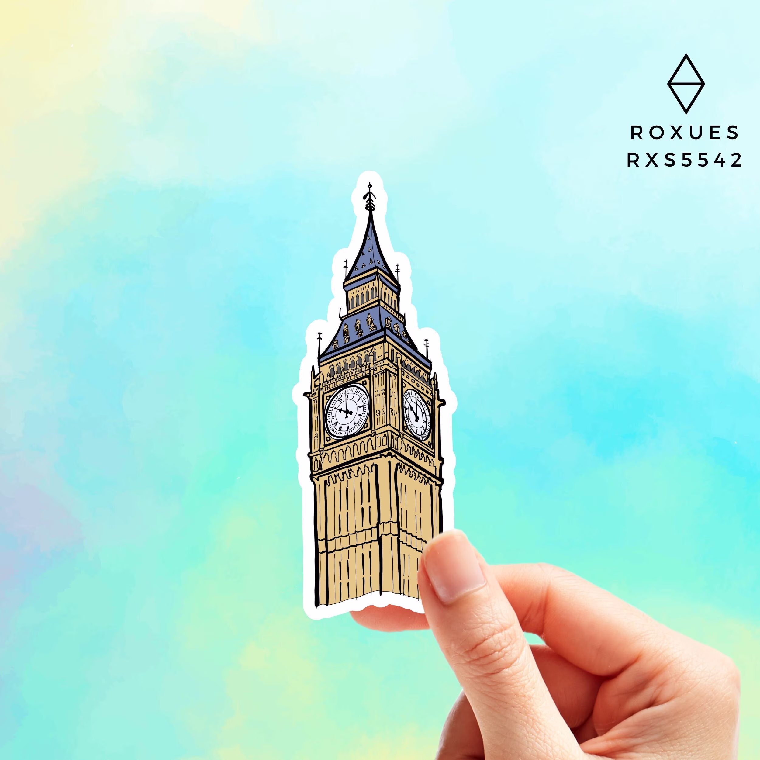 Big Ben Sticker, London Stickers, Travel Stickers For Laptop, Macbook Pro Waterbottle Roxues