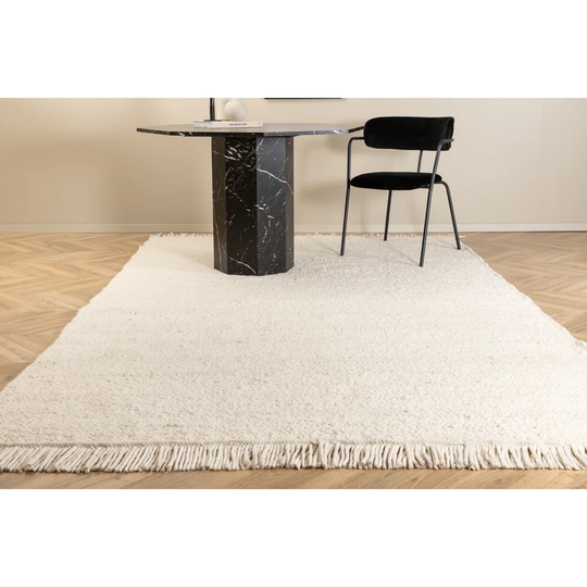 Ansgar Handwoven Wool White Rug