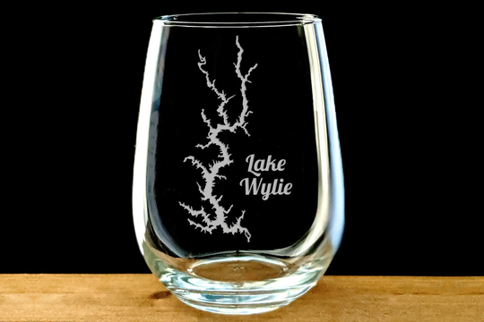 Lake Wylie Wine Glass - Map South Carolina Gift North
