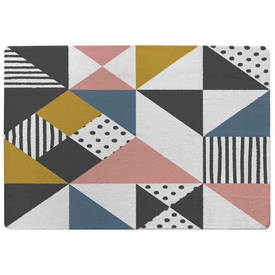 Obregon Geometric Shaggy White/Blue Area Rug