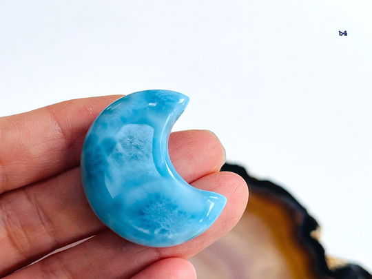 Larimar Crescent, Aaa+ Grade Natural Half Moon, 31-34mm High Quality Larimar, Jewellery Diy, Crystal Gift