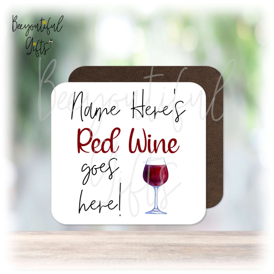 Personalised Red Wine High Gloss Wooden Coaster/Drinks Alcohol Gift Idea Home Bar