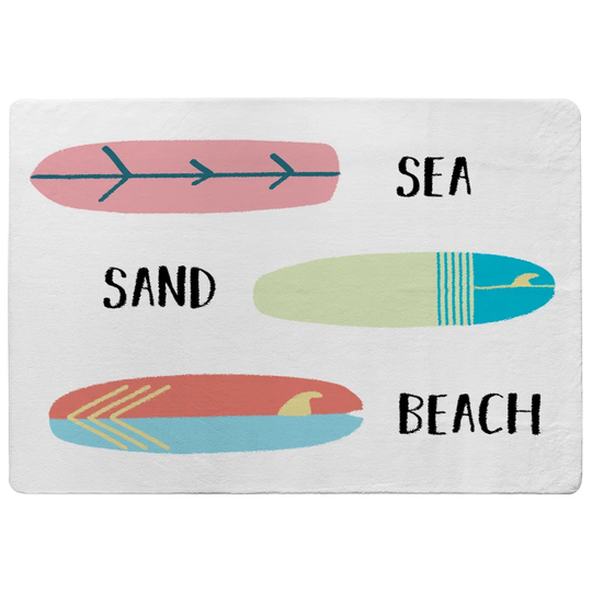 Pauly Sea, Sand, Surf, Beach Designer Shaggy Pink/Red/Blue Rug