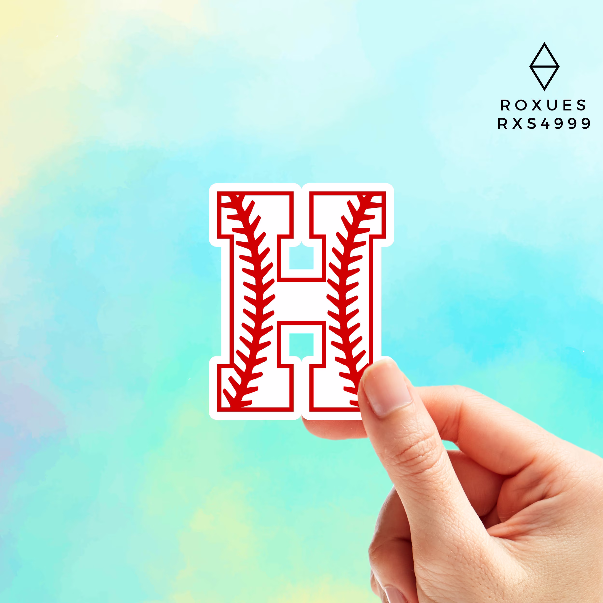 Baseball Letter H Sticker, Water Bottle Laptop Name Stickers, Macbook Macbook Decal