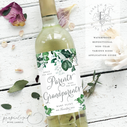 Pregnancy Announcement Wine Labels, Baby Bottle Label, Best Parents Make Grandparents Label | |Fewl27