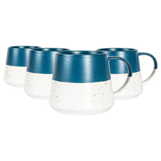 Nicola Spring Dipped Flecked Stoneware Belly Mugs - 370Ml - Navy - Pack Of 4