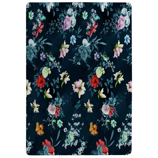 Paulson Roses and Other Bright Flowers Shaggy Blue/Green/Pink Rug