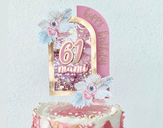Arch Boho Shaker 3D Cake Topper - Personalize Wording & Colors