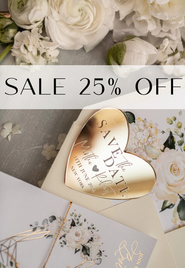 Personalised Gold Acrylic Save The Date Magnet & Card, Wedding The Dates Plexi Magnets, Boho Cards Heart