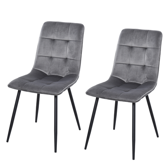 HOMCOM Set Of 2 Armless Flannelette Dining Chairs Home Seat w/ Metal Frame Padding Foot Pads Comfort Support Stylish Office Grey | Aosom Ireland