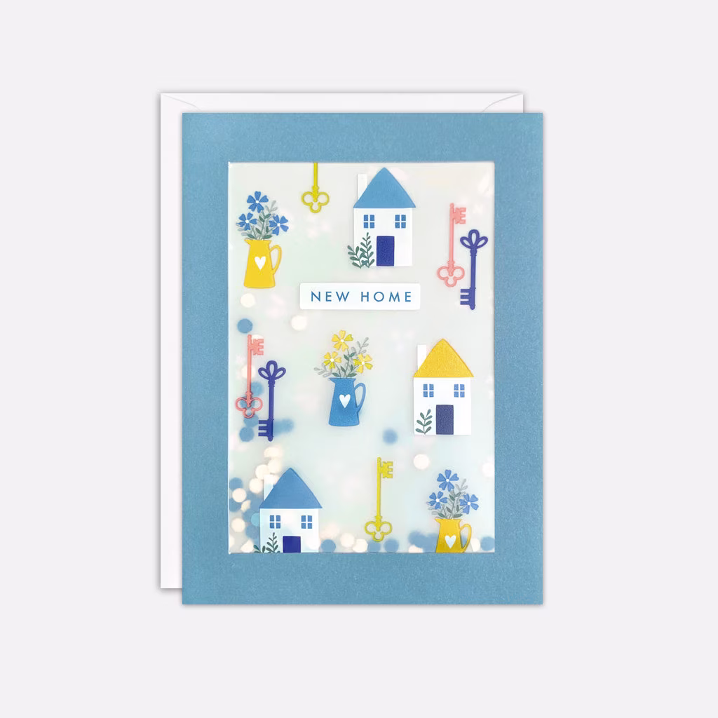Houses & Keys New Home Card With Paper Confetti - Shakies By James Ellis