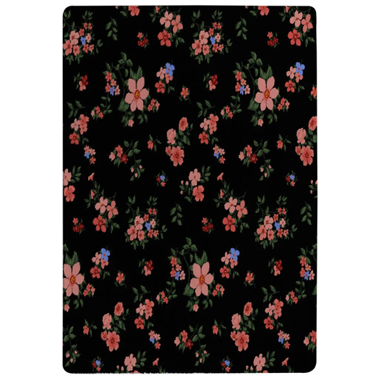 Pritchett Beautiful Flowers Shaggy Black/Pink/Green Rug