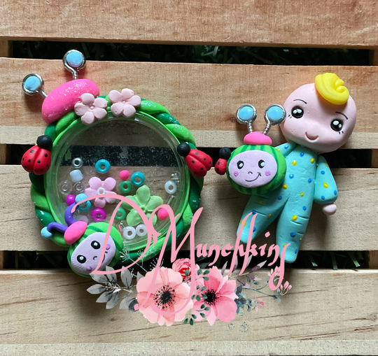 Coco Melon Inspired, Bow Clay Embellishment, Center Piece, Flat Back