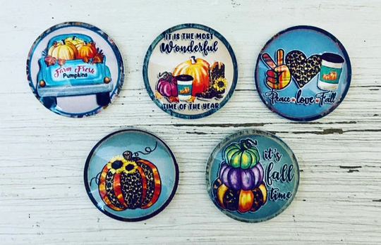Fall Refrigerator Magnets, Glass Truck Magnet Set, Magnets For Board, Bulk Gift Idea, Kitchen Decor, Pumpkin