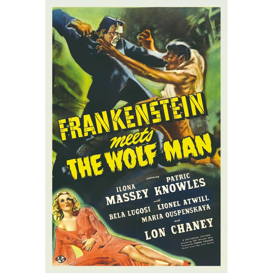 Frankenstein Meets the Wolf Man - Art Print on Canvas