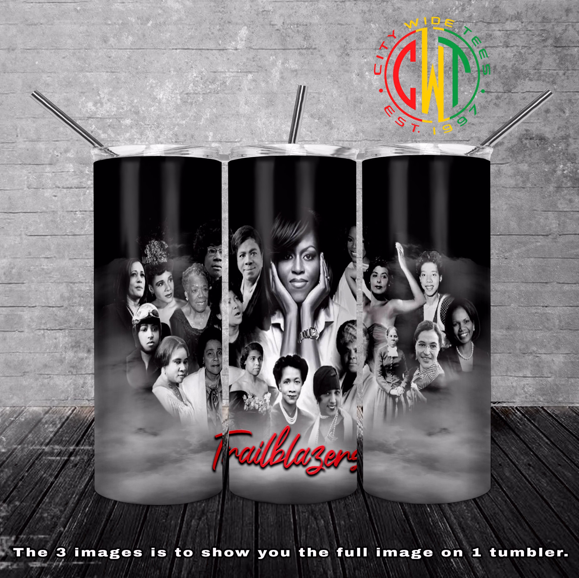 Lady Trailblazers with Metal Straw | Drinkware Black Female Leaders Black, & White Women