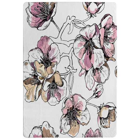 Paulk Flower Illustration Designer Shaggy Pink/Yellow/White Rug