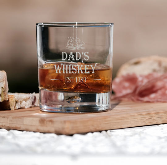 Year Of Est. Boat Design Personalised Engraved Bubble Whiskey Glass
