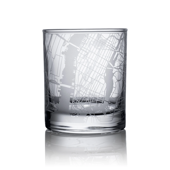 New York/Pittsburgh Map Whiskey Glass, 10.5 Oz