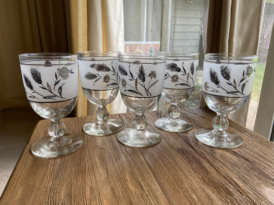 Vintage Libbey Silver Wheat Wine Glasses | 5